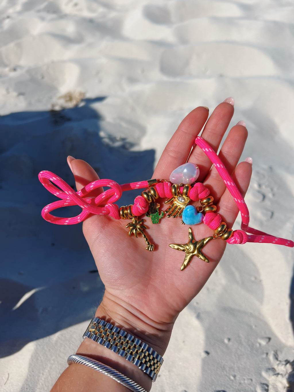 PINK CORD CHARM NECKLACE